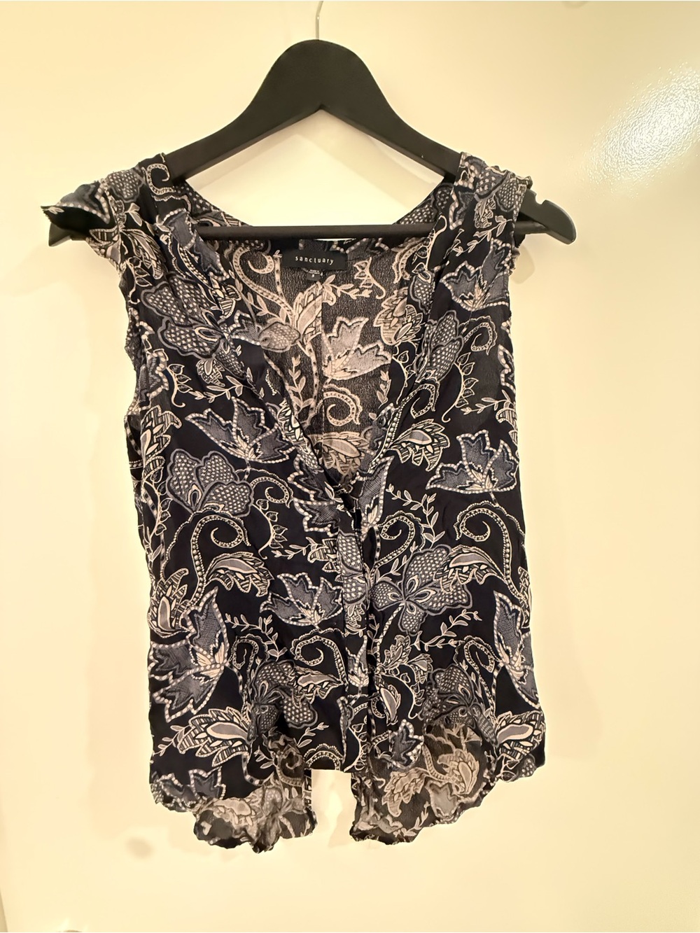 Sanctuary Navy and White Floral Ruffle Camisole